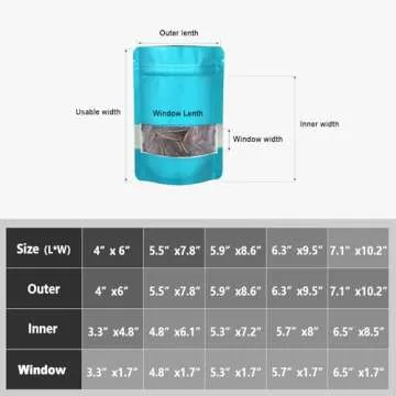 5.5"x7.8" 120pcs Mylar Bags for Food Storage,Smell Proof Bags with Matte Window Resealable Food Stor...