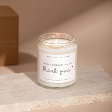 LUMELOOM Thank You Gifts for Women, Men- 9oz Lavender Scented Soy Wax Candle- Thank You Candle, Hostess Gifts for Women, Appreciation Gifts for Women, Teacher, Coworkers, Friend, Nurse Gifts