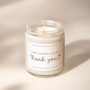 LUMELOOM Thank You Gifts for Women, Men- 9oz Lavender Scented Soy Wax Candle- Thank You Candle, Hostess Gifts for Women, Appreciation Gifts for Women, Teacher, Coworkers, Friend, Nurse Gifts