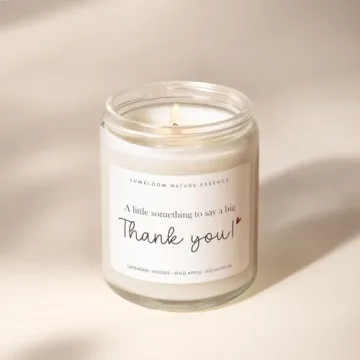 LUMELOOM Thank You Gifts for Women, Men- 9oz Lavender Scented Soy Wax Candle- Thank You Candle, Hostess Gifts for Women, Appreciation Gifts for Women, Teacher, Coworkers, Friend, Nurse Gifts