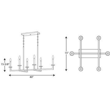 Blakely 6-Light Chandelier in Graphite and Satin Brass