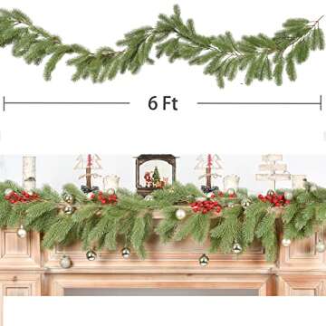 Gomat 6Ft Realistic Christmas Pine Garland for Decor
