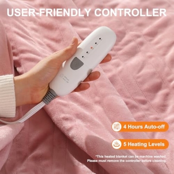 Heating Blanket Heated Throw Blanket 50''X60'' - Electric Throw Pink Ultra Warm Fluffy Electric Blan...