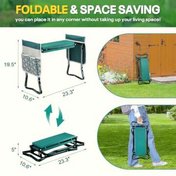 EAONE Garden Kneeler and Seat, Foldable Garden Bench Stool with Soft Kneeling Pad, Gardening Hand To...