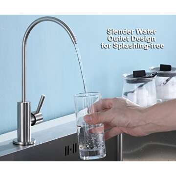ESOW Kitchen Water Filter Faucet, 100% Lead-Free Drinking Water Faucet Fits Most Reverse Osmosis Uni...