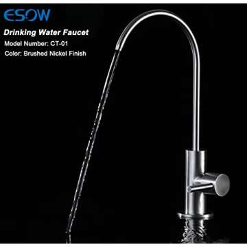 ESOW Kitchen Water Filter Faucet, 100% Lead-Free Drinking Water Faucet Fits Most Reverse Osmosis Units or Water Filtration System in Non-Air Gap, Stainless Steel 304 Body Brushed Nickel Finish