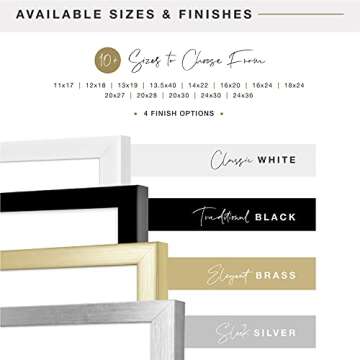 MCS Foundation 18x24 Poster Frame Traditional Brass, Vertical & Horizontal Wall Hanging Large Picture Frame for Photos, Posters & Art Prints (1-Pack)