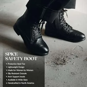 XENA Spice Women’s Safety Steel Toe Work Boots, Premium Leather, Lightweight, Breathable, Comforta...
