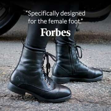 XENA Spice Women’s Safety Steel Toe Work Boots, Premium Leather, Lightweight, Breathable, Comfortable, Slip Resistant, Laces and Side Zipper, ASTM F2413-18 Certified, OSHA Compliant, Black, 8 M