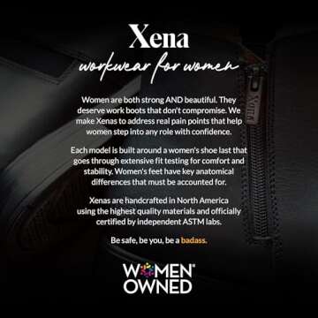 XENA Spice Women’s Safety Steel Toe Work Boots, Premium Leather, Lightweight, Breathable, Comfortable, Slip Resistant, Laces and Side Zipper, ASTM F2413-18 Certified, OSHA Compliant, Black, 8 M