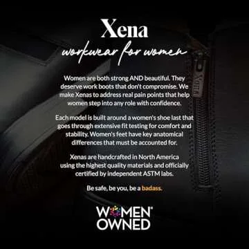 XENA Spice Women’s Safety Steel Toe Work Boots, Premium Leather, Lightweight, Breathable, Comfortable, Slip Resistant, Laces and Side Zipper, ASTM F2413-18 Certified, OSHA Compliant, Black, 8 M