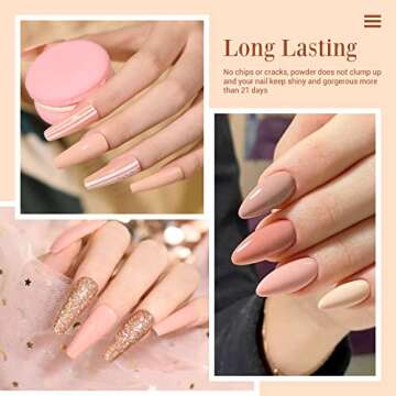 AZUREBEAUTY 17Pcs Dip Powder Nail Kit Starter Nude Skin Tones Champagne Glitter Pink Neutral Acrylic Dipping Powder Liquid Set with Base/Top Coat for French Nail Art Manicure Beginner Party Gift