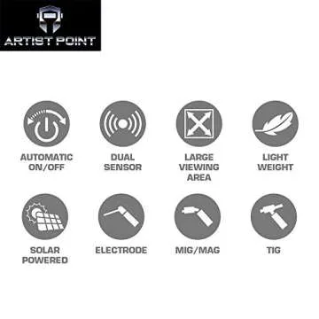 ARTIST POINT AP011001 Auto Darkening Welding Helmet, True Color 1/1/1/2, Solar-Lithium Dual Power, Wide Shade Range 4/9-13 for TIG MIG ARC Weld Hood Helmet, Great Gift Package for Welding Lover