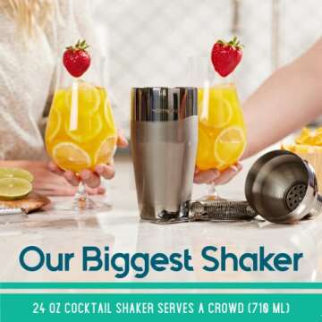 Mixology Bartender Kit: 23-Piece Bar Set Cocktail Shaker Set with Stylish Bamboo Stand | Perfect for Home Bar Tools Bartender Tool Kit and Martini Cocktail Shaker for Awesome Drink Mixing (Black)