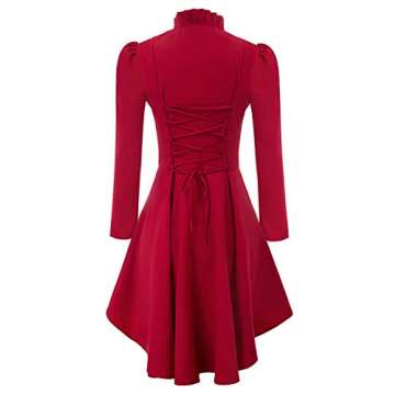 Women's Gothic Tailcoat Steampunk Jacket Tuxedo Suit Coat Victorian Costume S Red