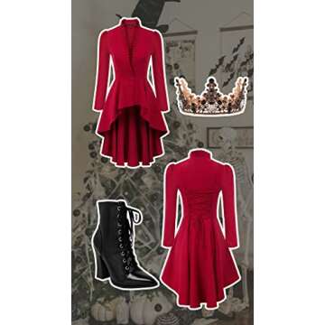 Women's Gothic Tailcoat Steampunk Jacket Tuxedo Suit Coat Victorian Costume S Red