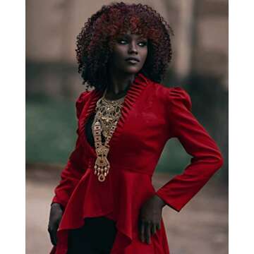 Women's Gothic Tailcoat Steampunk Jacket Tuxedo Suit Coat Victorian Costume S Red