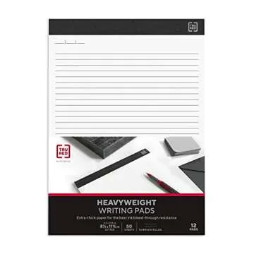 TRU RED Notepads, 8.5-inch x 11.75-inch, Narrow Ruled, White, 50 Sheets/Pad, 12 Pads/Pack (TR57384)