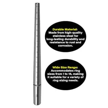 Exquisite Craftsmanship: Premium Solid Stainless Steel Ring Sizing Mandrel for Accurate Measurements, Sizes 1-16