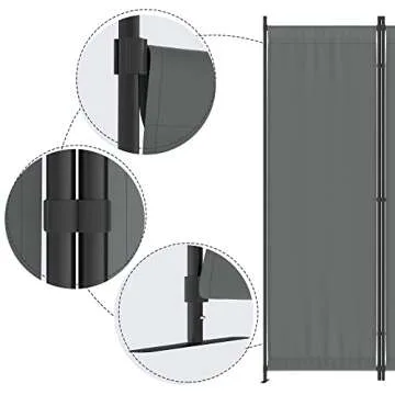 Morngardo Room Divider, Folding Privacy Screens, 4 Panel Room Partitions, 88" Foldable Wall Dividers, Portable Separating for Home Office Bedroom Dorm Decor (Grey)