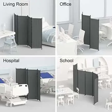 Morngardo Room Divider, Folding Privacy Screens, 4 Panel Room Partitions, 88" Foldable Wall Dividers, Portable Separating for Home Office Bedroom Dorm Decor (Grey)