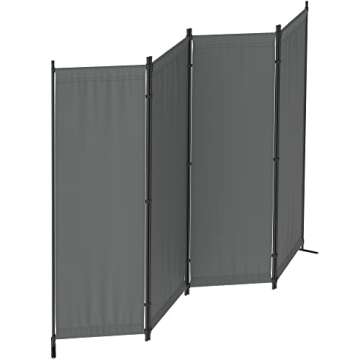 Morngardo Room Divider, Folding Privacy Screens, 4 Panel Room Partitions, 88" Foldable Wall Dividers, Portable Separating for Home Office Bedroom Dorm Decor (Grey)