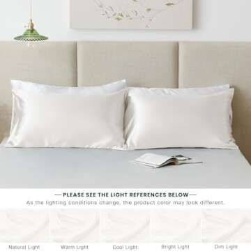 Love's cabin Satin Pillowcase for Hair and Skin (Ivory White, 20x30 inches) Similar to Silk Pillow Cases, Pillow Cases Queen Size Set of 2 - Satin Cooling Pillow Covers with Envelope Closure
