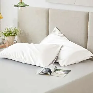 Love's cabin Satin Pillowcase for Hair and Skin (Ivory White, 20x30 inches) Similar to Silk Pillow Cases, Pillow Cases Queen Size Set of 2 - Satin Cooling Pillow Covers with Envelope Closure