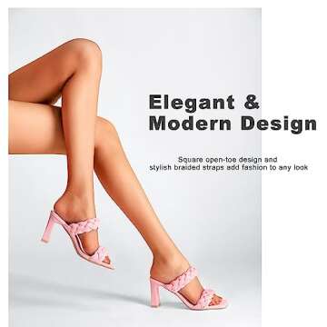 Stylish Women's Braided Heeled Sandals Chunky Block Design