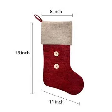 ELEGANTPARK Personalized Christmas Stockings 5 Pack Red Burlap Christmas Stockings Monogrammed Custom Large Xmas Rustic Holiday Fireplace Home Decoration Gifts for Family