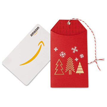 Amazon.com Gift Card in a Red Holiday Gift Tag