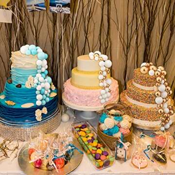 Tondiamo 108 Pcs Balls Cake Topper Balloons Cupcake Topper DIY Cake Insert Topper Foam Cake Balls Ba...