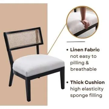 ZH4YOU Cream Rattan Accent Chairs Set of 2 Stylish Comfort