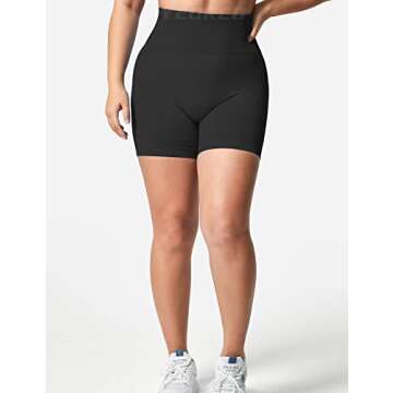 YEOREO Women Seamless Scrunch Workout Shorts High Waisted Booty Lifting Gym Yoga Shorts Black L