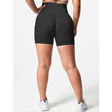 YEOREO Women Seamless Scrunch Workout Shorts High Waisted Booty Lifting Gym Yoga Shorts Black L