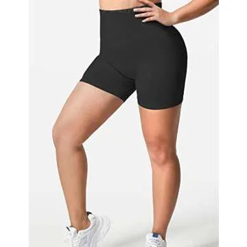 YEOREO Women Seamless Scrunch Workout Shorts High Waisted Booty Lifting Gym Yoga Shorts Black L