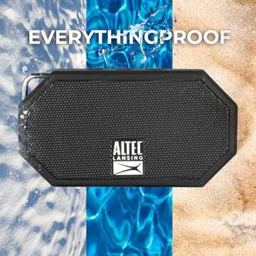 Altec Lansing Mini H2O - Waterproof Bluetooth Speaker, IP67 Certified & Floats in Water, Compact & Portable Speaker for Hiking, Camping, Pool, and Beach,Black