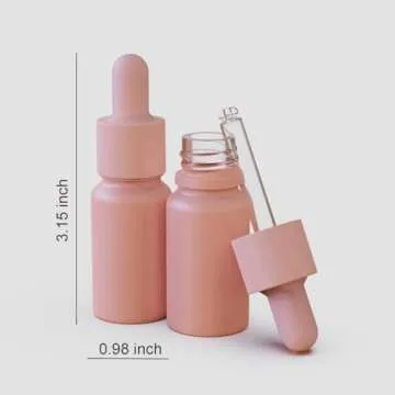 seafulee 1/3 oz Pink Coated Glass Dropper Bottles (10ML) with Glass Eye Dropper, UV Safe Bottles for Essential Oils and Aromatherapy (Pack of 12)