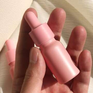 seafulee 1/3 oz Pink Coated Glass Dropper Bottles (10ML) with Glass Eye Dropper, UV Safe Bottles for Essential Oils and Aromatherapy (Pack of 12)