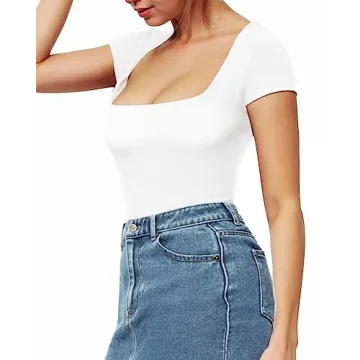 MANGOPOP Women's Square Neck Bodysuit - Style Meets Comfort