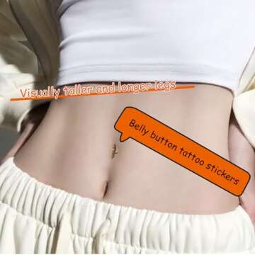 VNRGG Belly Button Tattoo Stickers for Gags and Makeup Fun