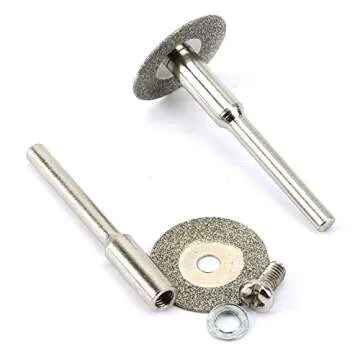 Dophee 10pcs Mini Diamond Coated Cutting Off Discs Wheel with 2 Mandrel Arbor Set Fit Rotary Tool Replacement for Dremel Drill (16mm)