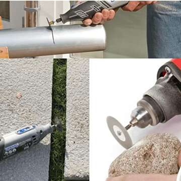 Dophee 10pcs Mini Diamond Coated Cutting Off Discs Wheel with 2 Mandrel Arbor Set Fit Rotary Tool Replacement for Dremel Drill (16mm)