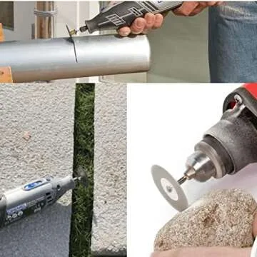 Dophee 10pcs Mini Diamond Coated Cutting Off Discs Wheel with 2 Mandrel Arbor Set Fit Rotary Tool Replacement for Dremel Drill (16mm)