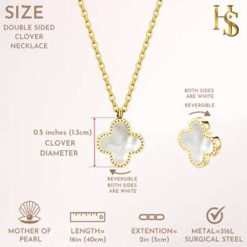 HighSpark Clover Necklaces for Women | Four Leaf Clover Necklace Pendant | Lovely Gift - White