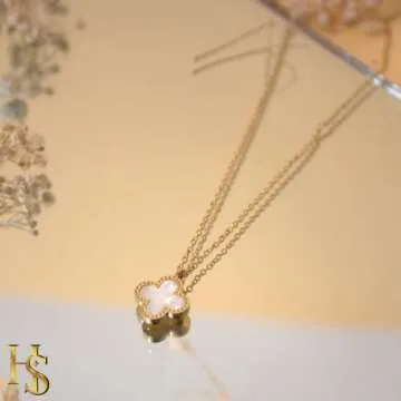 HighSpark Clover Necklaces for Women | Four Leaf Clover Necklace Pendant | Lovely Gift - White