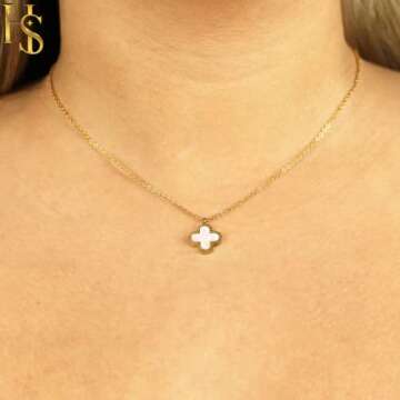 HighSpark Clover Necklaces for Women | Four Leaf Clover Necklace Pendant | Lovely Gift - White