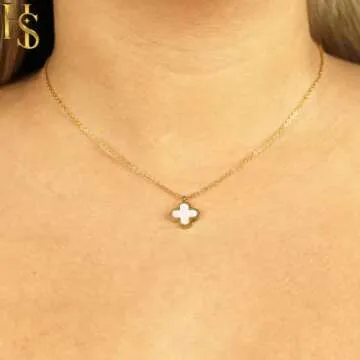 HighSpark Clover Necklaces for Women | Four Leaf Clover Necklace Pendant | Lovely Gift - White