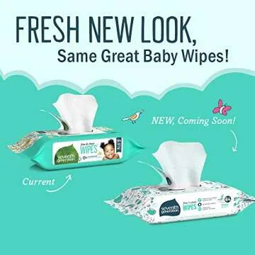 Seventh Generation, Baby Wipes, Unscented and Sensitive, 64 Count (Pack of 2)