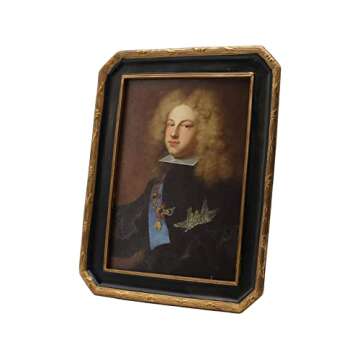 YULINK 5x7 Vintage Picture Frame, Antique Ornate Black and Gold Octagon Photo Frame, for Tabletop and Wall Display, Decorative Retro Home Decor, Old Fashioned Photo Gallery Art